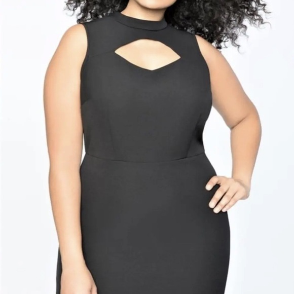 NEW Eloquii Black Cutout Neck Sleeveless Sheath Dress - Picture 2 of 7